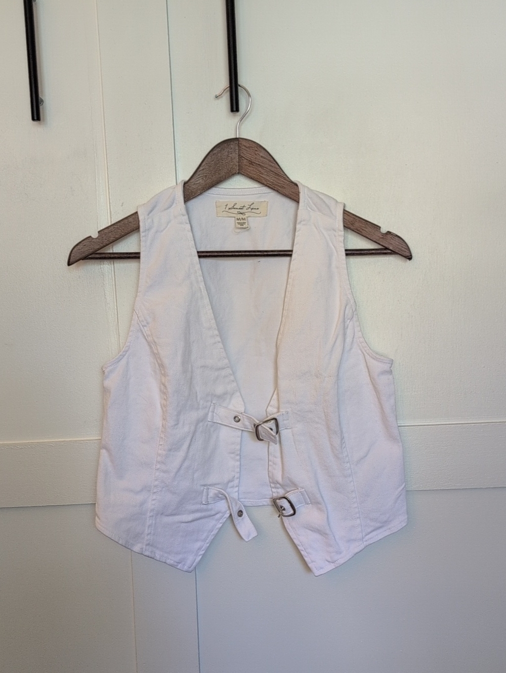 White Denim Tie-Front Vest - Women's Top